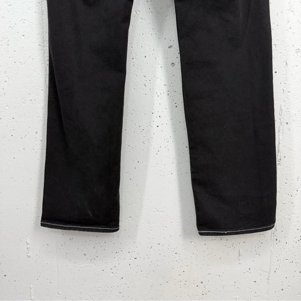 True Religion 34 x 32.5 Ricky Black Single Stitch Straight Leg Jeans